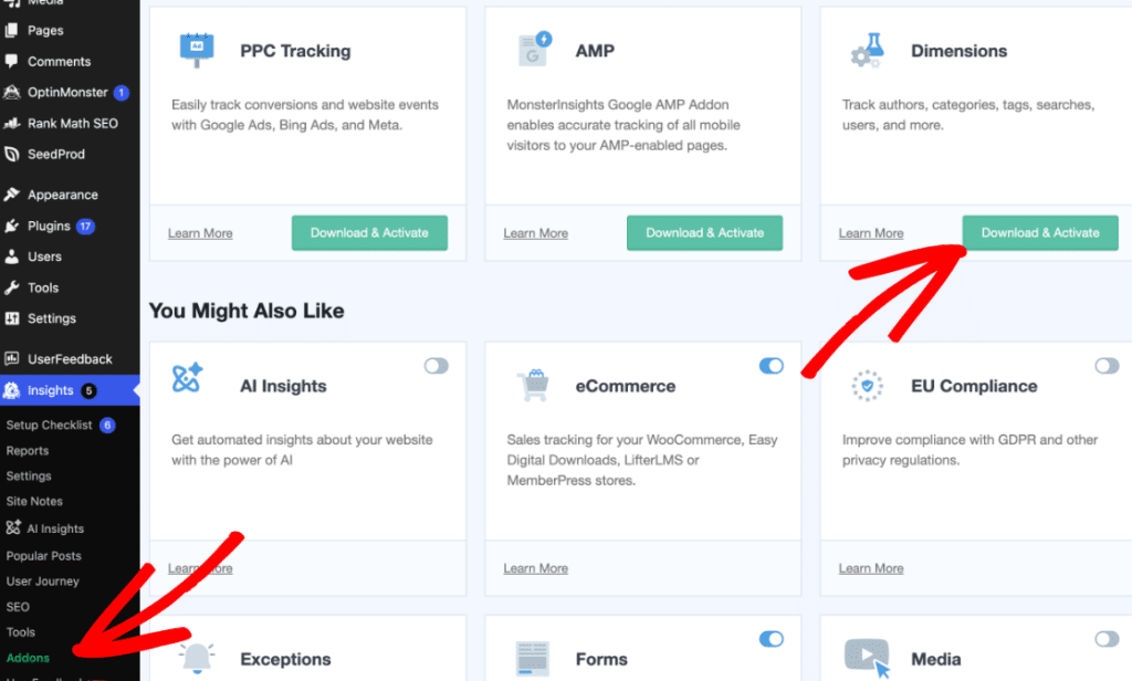 custom dimensions addon