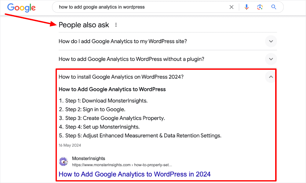 People also ask section